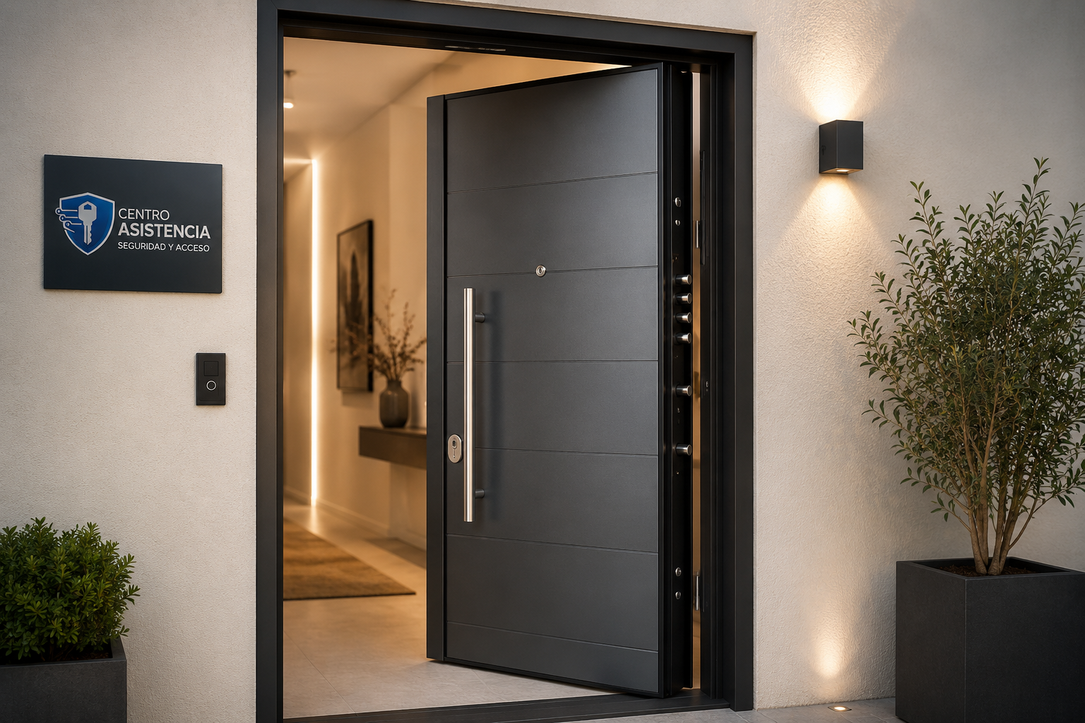 Puerta acorazada moderna en vivienda residencial